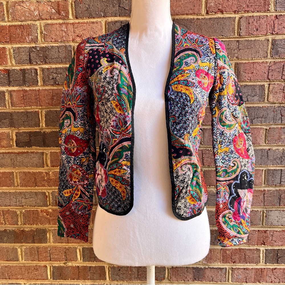 Vintage Multi-Pattern Quilted Cropped Jacket - image 1